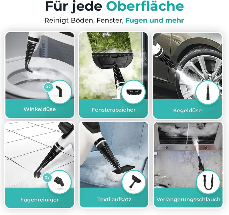 VENTRA® 15-teilig Dampfreiniger – Handdampfreiniger – 3.5 Bar