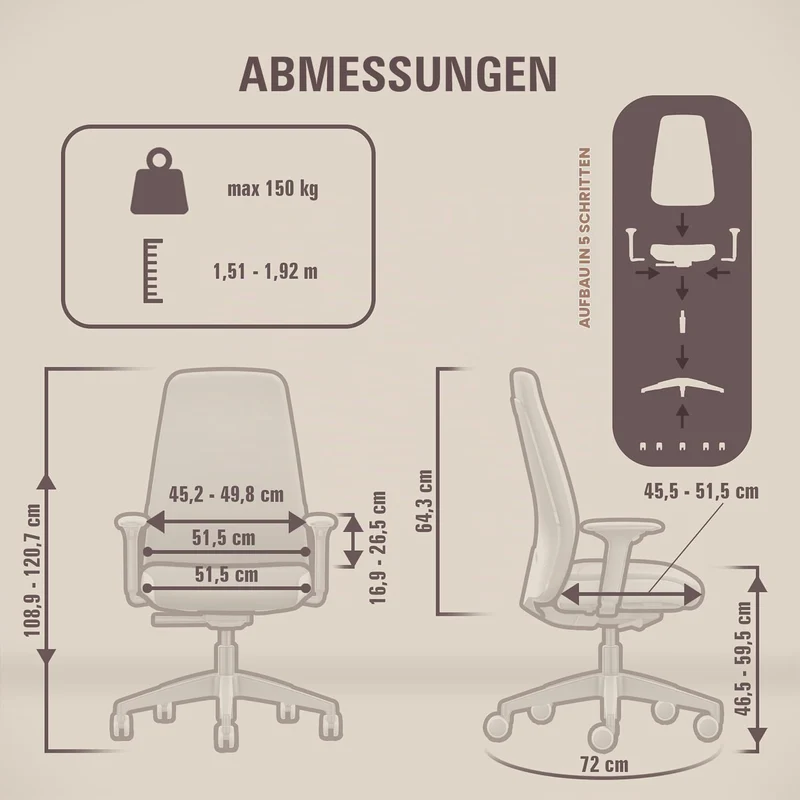 Interstuhl Style Soft+ Ergonomischer Bürostuhl mit hoher Rückenlehne – Schreibtischstuhl für grosse