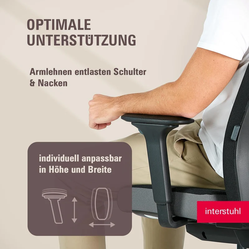 Interstuhl Style Soft+ Ergonomischer Bürostuhl mit hoher Rückenlehne – Schreibtischstuhl für grosse