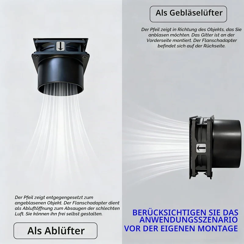 DC12V Axiallüfter Rohrventilator, 80 * 25mm, Schwarz | Dual Kugellager, LED Display Controller, 75mm