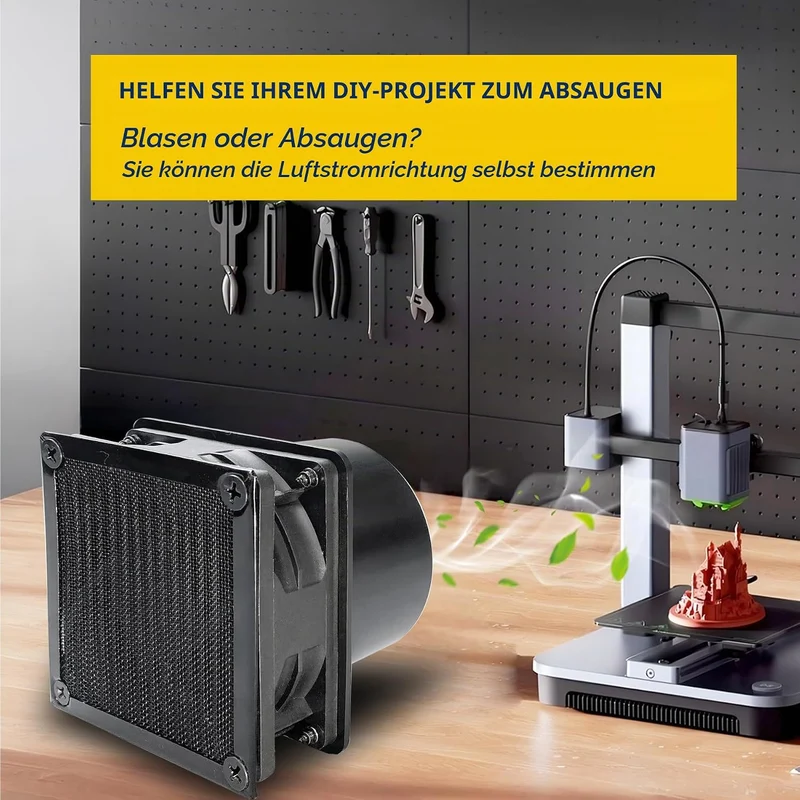 DC12V Axiallüfter Rohrventilator, 80 * 25mm, Schwarz | Dual Kugellager, LED Display Controller, 75mm