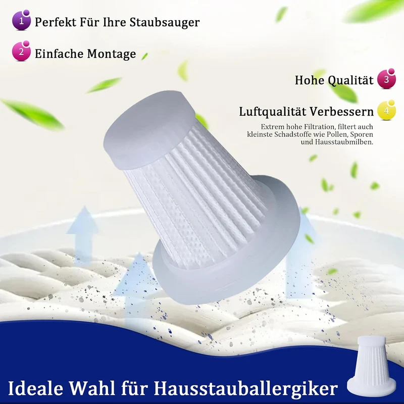 6 Stück Ersatzfilter für Handstaubsauger, Dieser HEPA-Filter Passt zu Den Meisten Staubbehälter mit