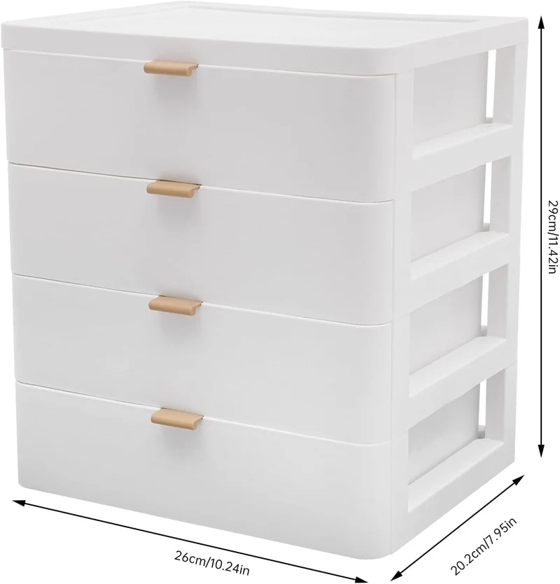 Schreibtisch-Organizer 4 Schubladen Aufbewahrungsbox PP Organizer-Aktenschränke Kunststoff Schublade