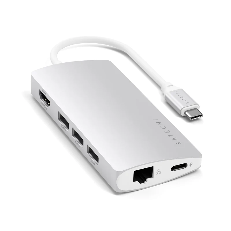 SATECHI 8-in-1 USB-C-Hub mit Ethernet, HDMI 4K@60Hz, 60 W PD-Ladefunktion, 3 x USB-A 10 Gbit/s, Date