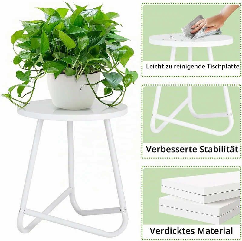 HDANI 35cm Rund Pflanzenständer,Blumenständer,Pflanzenregal aus Holz und Metall,Modernes Regal für Z