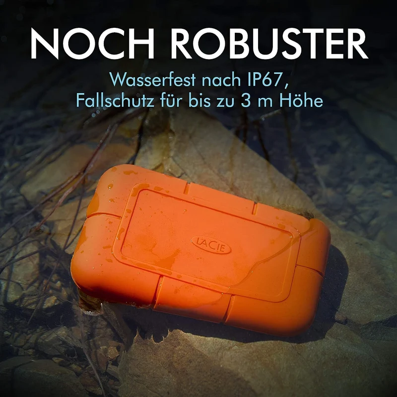 LaCie Rugged SSD externe SSD 2TB, 2.5 Zoll, PC & Mac, inkl. USB-C w/o USB-A Kabel, inkl. 3 Jahre Res