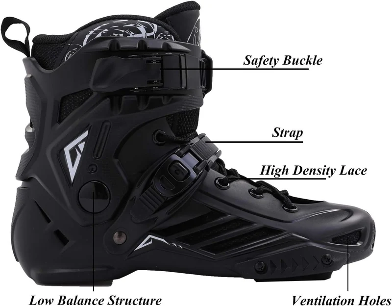 LIKU Black Professional Inline Skates Unisex Men 7,Women 8, Men 7,Women 8