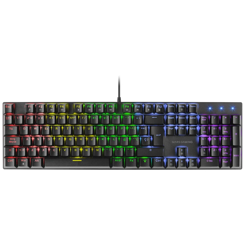 Mars Gaming MK422 Schwarz, Mechanische Gaming Tastatur RGB, Antighosting, Mechanischer Switch Rot, I