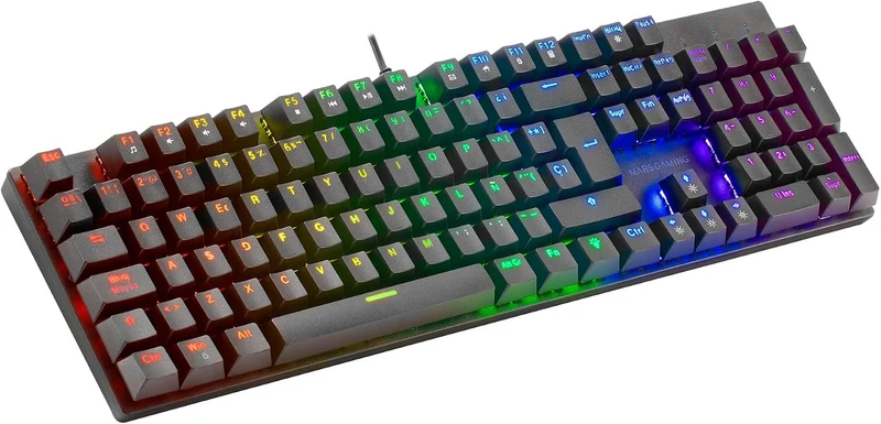 Mars Gaming MK422 Schwarz, Mechanische Gaming Tastatur RGB, Antighosting, Mechanischer Switch Rot, I