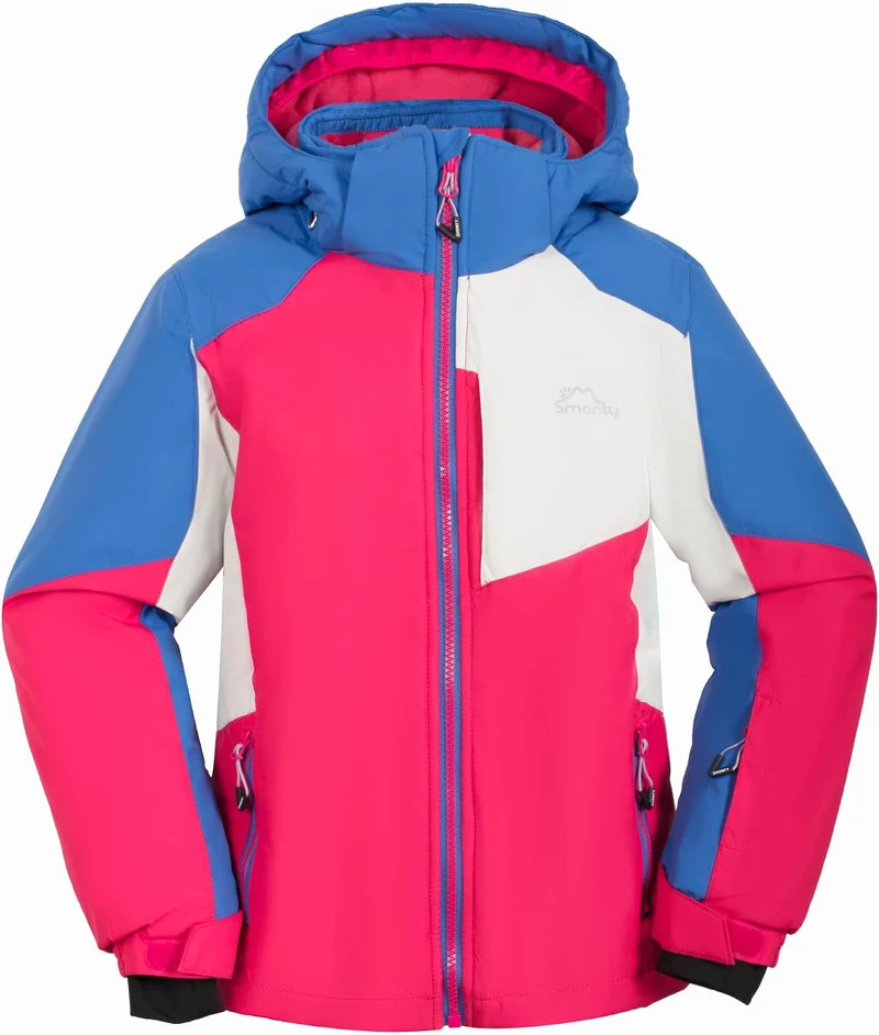 SMONTY Mädchen Skijacke, wasserdicht, warm, mit Kapuze, Schnee-Wintermantel für Kinder 140-152 Rot,