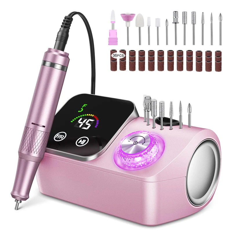 Elektrischer Nagelfeile Nagelfräser für Gelnägel, 45000 U/min Nagelfräser Professioneller mit LCD-An