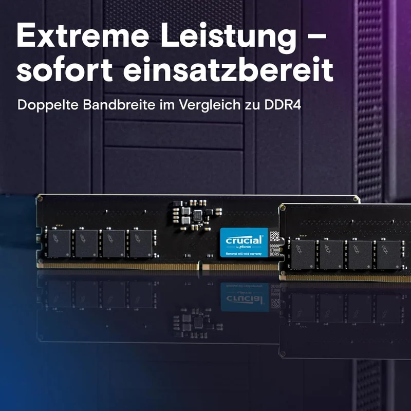 Crucial RAM 8GB DDR5 5200MHz (oder 4800MHz) Desktop Arbeitsspeicher CT8G52C42U5 8GB 5200MHz, 8GB 520