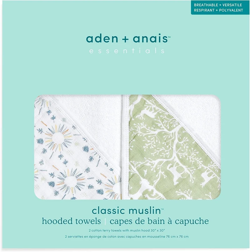 aden + anais™ Essentials Kapuzenhandtuch Harmony in 2er-Packung, Harmony
