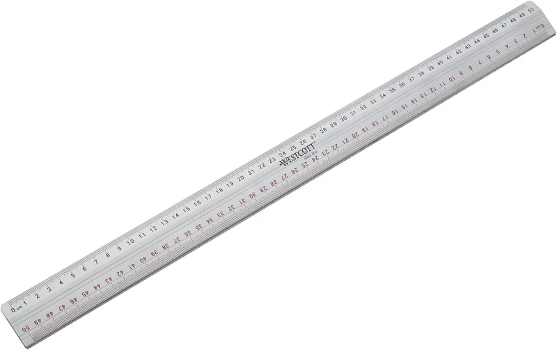 Westcott E-10113 00 Schneidelineal aus Metall, 50 cm, silber & Linex Geodreieck aus Kunststoff, mit