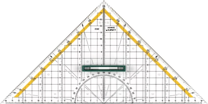Westcott E-10113 00 Schneidelineal aus Metall, 50 cm, silber & Linex Geodreieck aus Kunststoff, mit