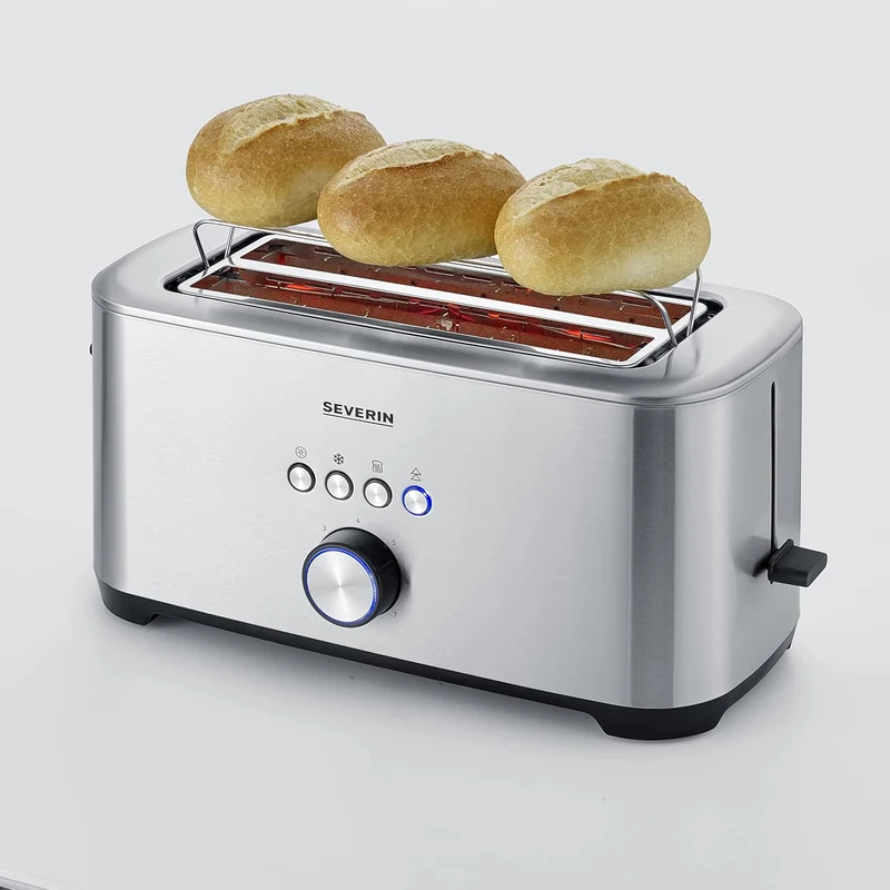 SEVERIN AT 2512 Langschlitztoaster mit Bagel-Funktion für einseitiges und energiesparendes Toasten,