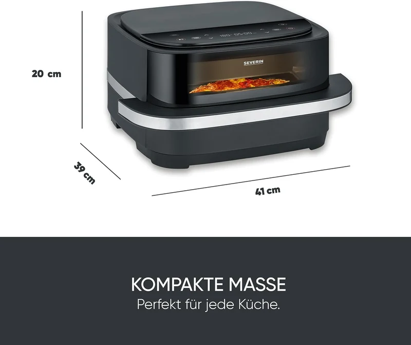 Severin Heissluftfritteuse Pizza & More, Pizzaprogramme, 10 Garprogramme, optimale Wärmeverteilung,