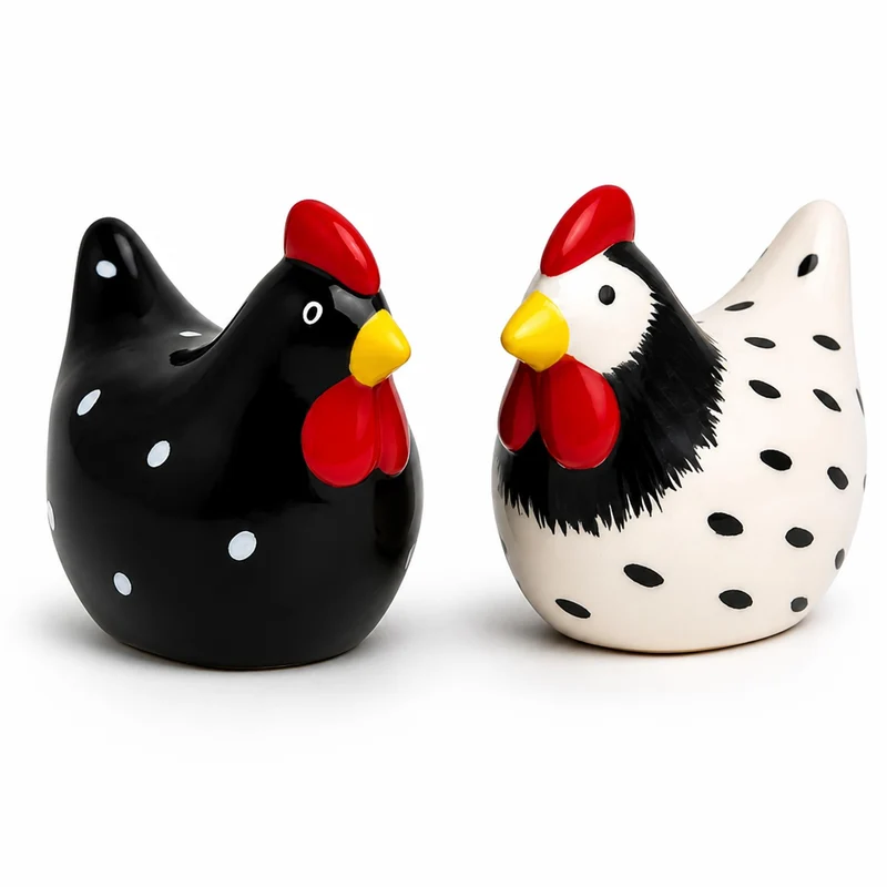 Salz- und Pfefferstreuer Set im Hühner-Design – dekoratives Tisch-Accessoire – Keramik (8,5 x 6 cm),