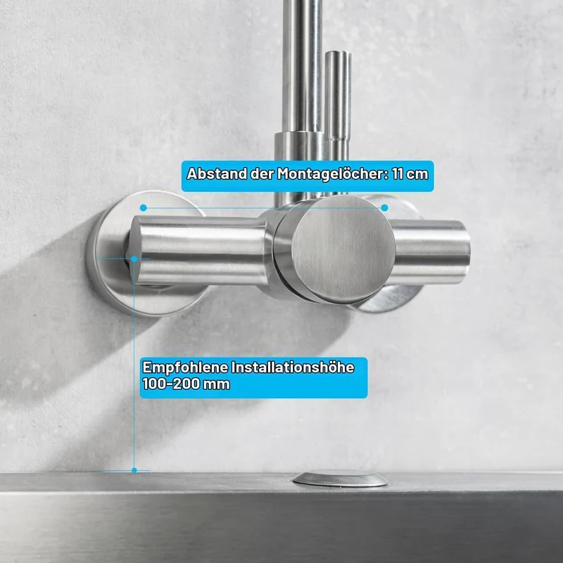 ONECE Wandmontage Küchenarmatur mit 11 cm Lochrabstand, Wasserhahn in Wand | Wandarmatur Küche aus E