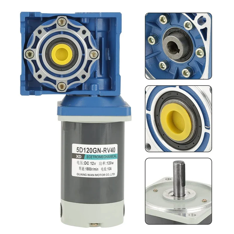 Walfront DC 120W 5D120GN-RV40 Schneckengetriebe Motor mit Selbstverriegelung Drehzahl einstellbar CW
