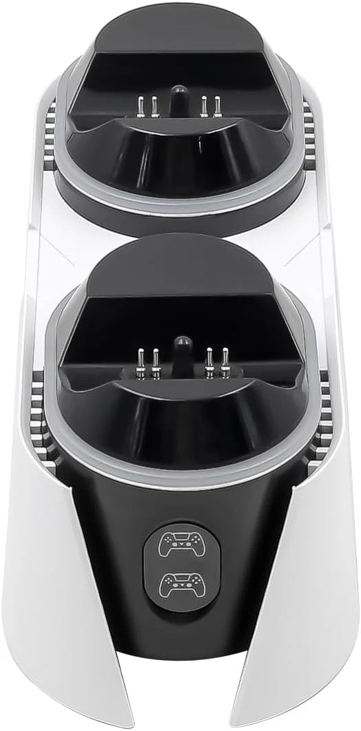 POFET PS5 Schnellladestation für PS5 DualSense Controller Ladestation mit RGB-LED-Lichtanzeigen, Tri