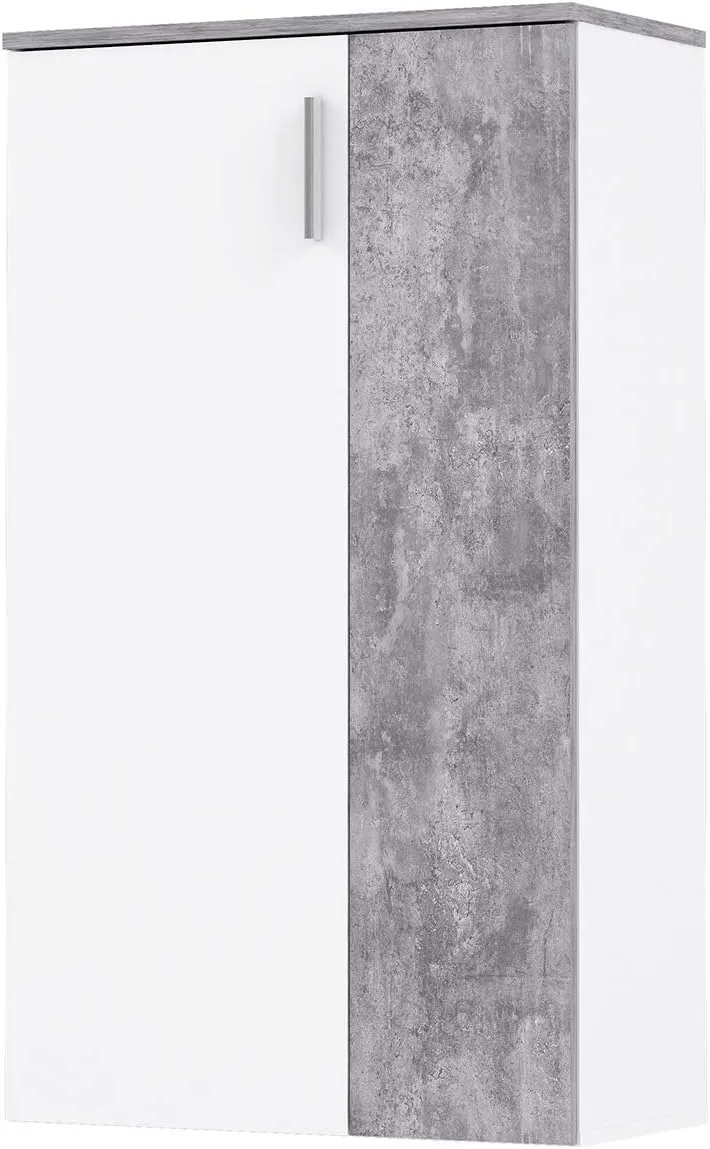 möbelando Schuhschrank Schuhkommode Flurschrank Kommode Anrichte Schrank Gretna I Weiss/Beton Beton/
