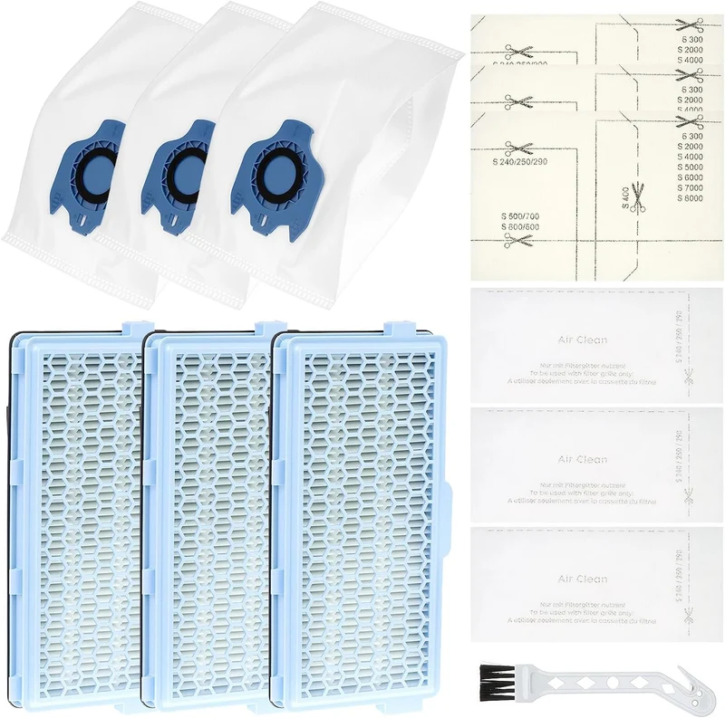 QWORK® Zubehörset Filter Kompatibel mit Miele Staubsauger Serien: Complete C2/C3, S400/600/800/2000/