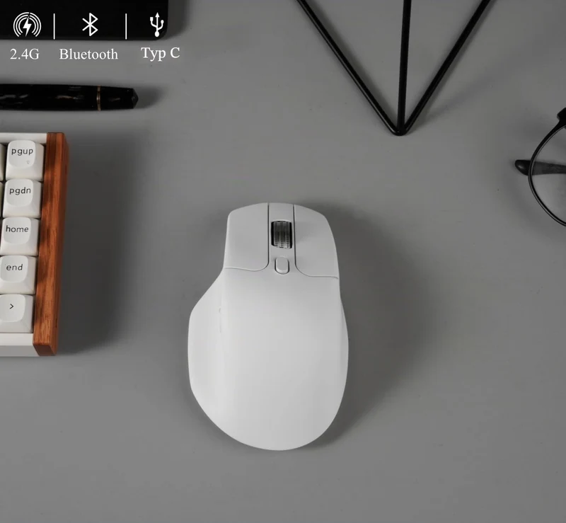 Keychron M6 Upgrade Wireless Bluetooth/2.4 GHz/Kabelgebundene Optische Maus,1000Hz Leichtgewicht Pro