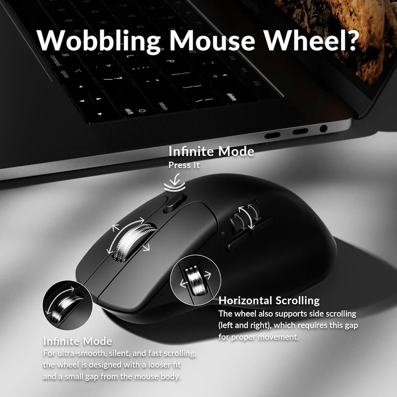 Keychron M6 Upgrade Wireless Bluetooth/2.4 GHz/Kabelgebundene Optische Maus,1000Hz Leichtgewicht Pro