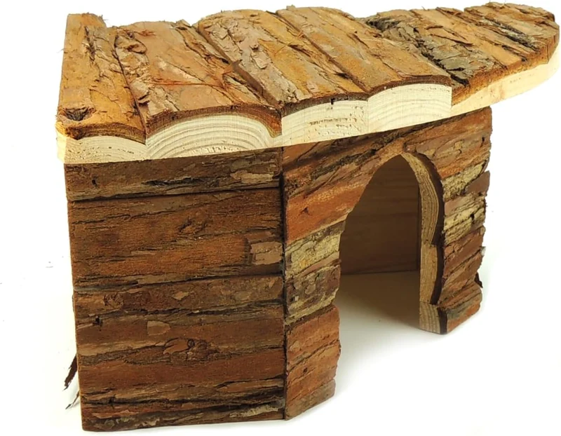 CLASSIC Kleintier-Eckheim - 22 x 22 x 13 cm Naturholz Versteck für Hamster, Mäuse, Rennmäuse & ander