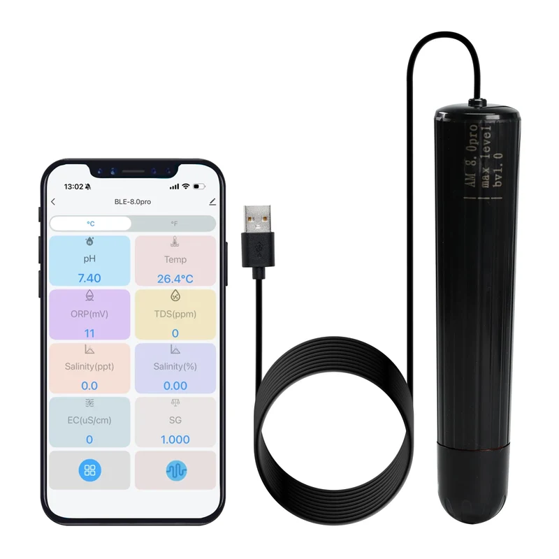 7-in-1 WiFi-Smart-Wasserqualitätssonde Echtzeit-Überwachung von pH-Wert | Temperatur | TDS | EC | Sa