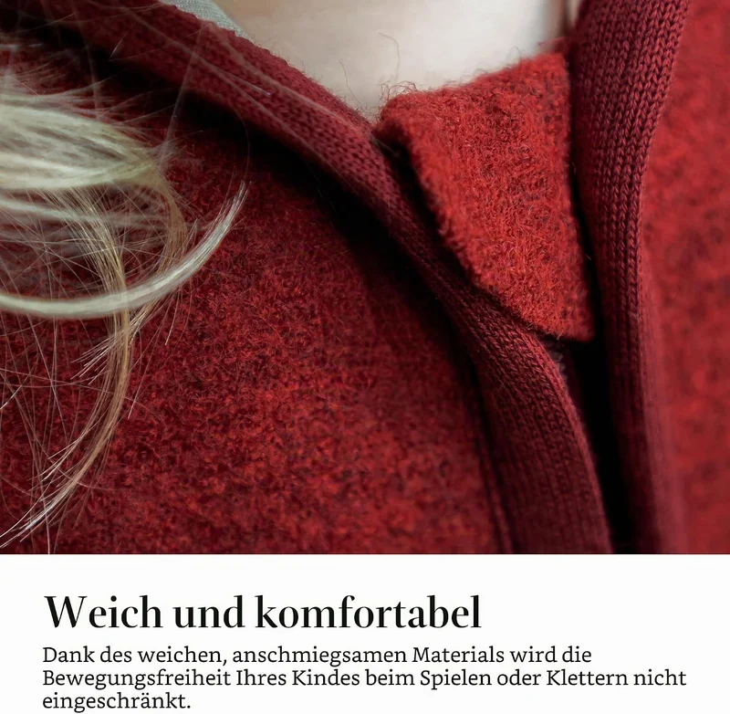 Ehrenkind® Walkjacke Gr. 134/140 | Jacke für Kinder aus Merino Schurwolle mit Reissverschluss | Walk