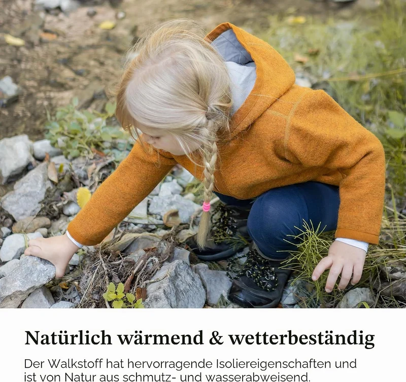 Ehrenkind® Walkjacke Gr. 134/140 | Jacke für Kinder aus Merino Schurwolle mit Reissverschluss | Walk