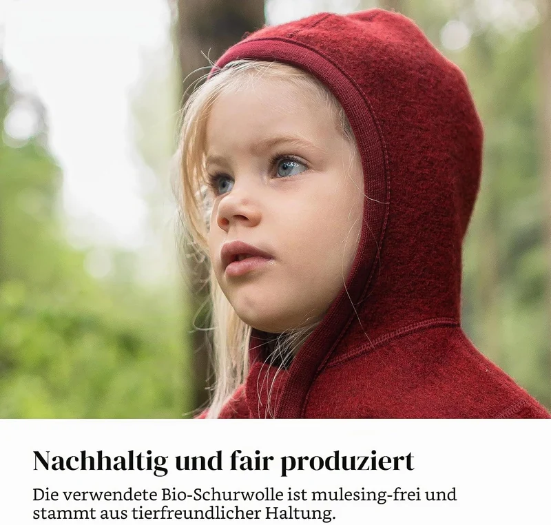 Ehrenkind® Walkjacke Gr. 134/140 | Jacke für Kinder aus Merino Schurwolle mit Reissverschluss | Walk
