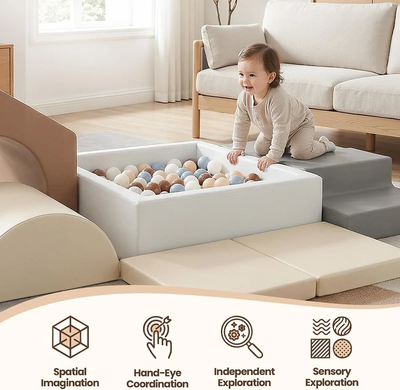 Schaumstoff Bausteine Kinder Klettern Indoor: 7 Softbausteine Riesenbausteine Spielbausteine mit Qua