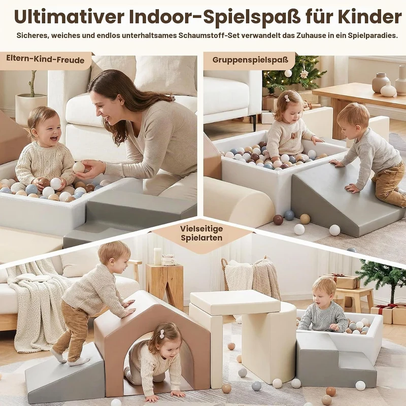 Schaumstoff Bausteine Kinder Klettern Indoor: 7 Softbausteine Riesenbausteine Spielbausteine mit Qua