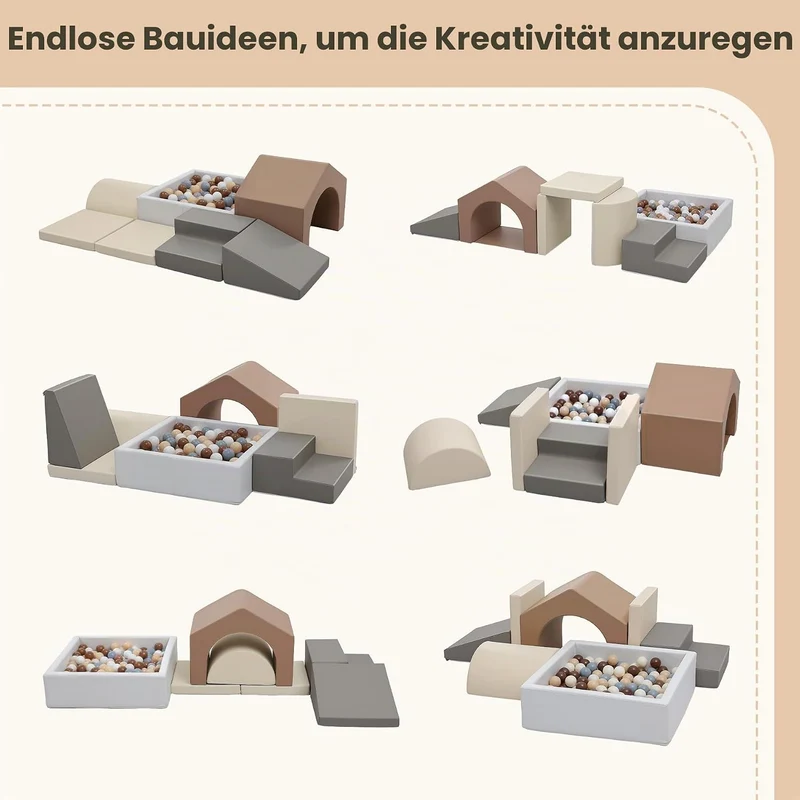 Schaumstoff Bausteine Kinder Klettern Indoor: 7 Softbausteine Riesenbausteine Spielbausteine mit Qua