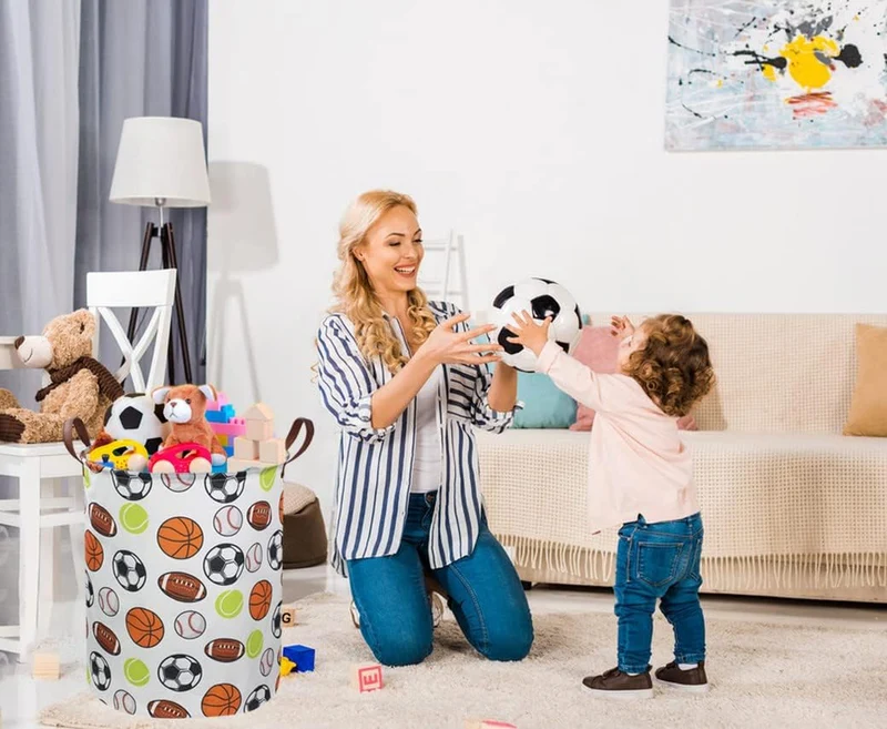 Sanjiaofen Kinder-Wäschekorb, Basketball-Wäschekorb, zusammenklappbar, Baby-Aufbewahrungskörbe für J