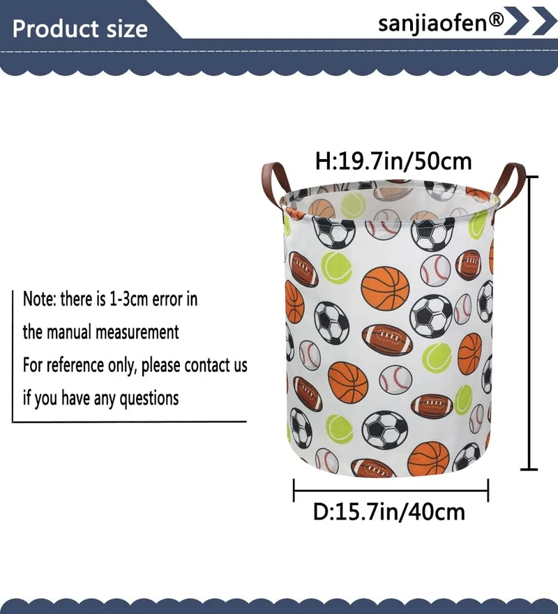 Sanjiaofen Kinder-Wäschekorb, Basketball-Wäschekorb, zusammenklappbar, Baby-Aufbewahrungskörbe für J