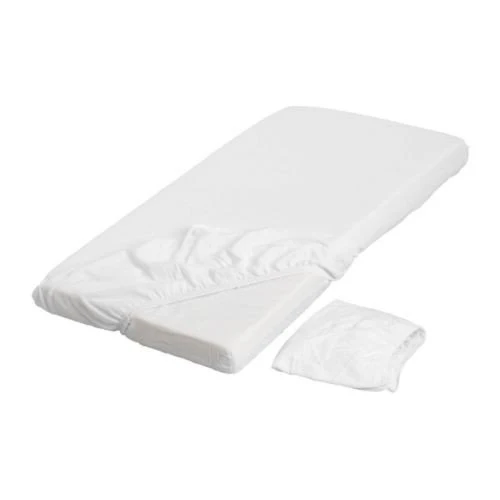IKEA 2-er Set Babybettlaken "Len" Kinderbett Laken für Matratze in 120x60cm - WEISS - mit Gummiband