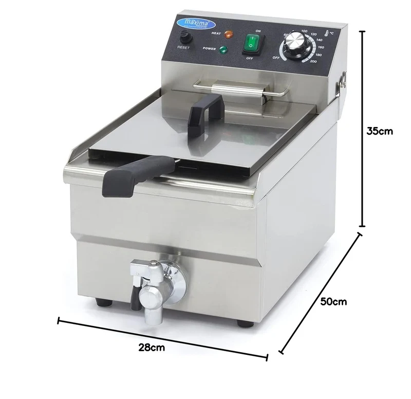 Fritteuse 10 L – 1 Korb – mit Wasserhahn. Fritteuse – 900 Gramm Pommes frites – Profi – Edelstahl –