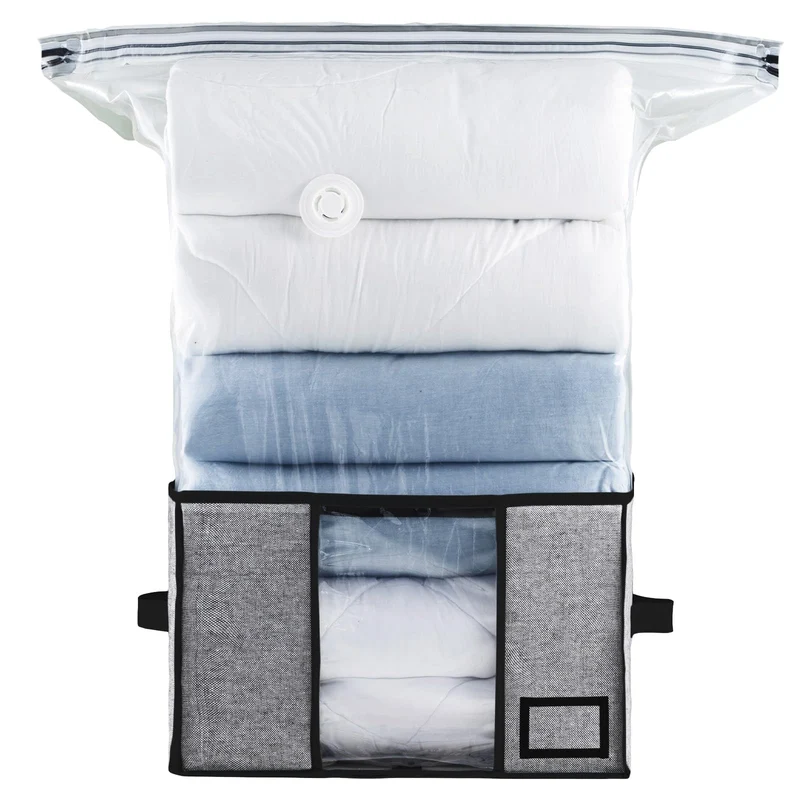 TAILI Vakuumbeutel für Kleidung mit Aufbewahrungsbox 2 in 1 Design 40 x 42 x 25 CM Vakuumbeutel für