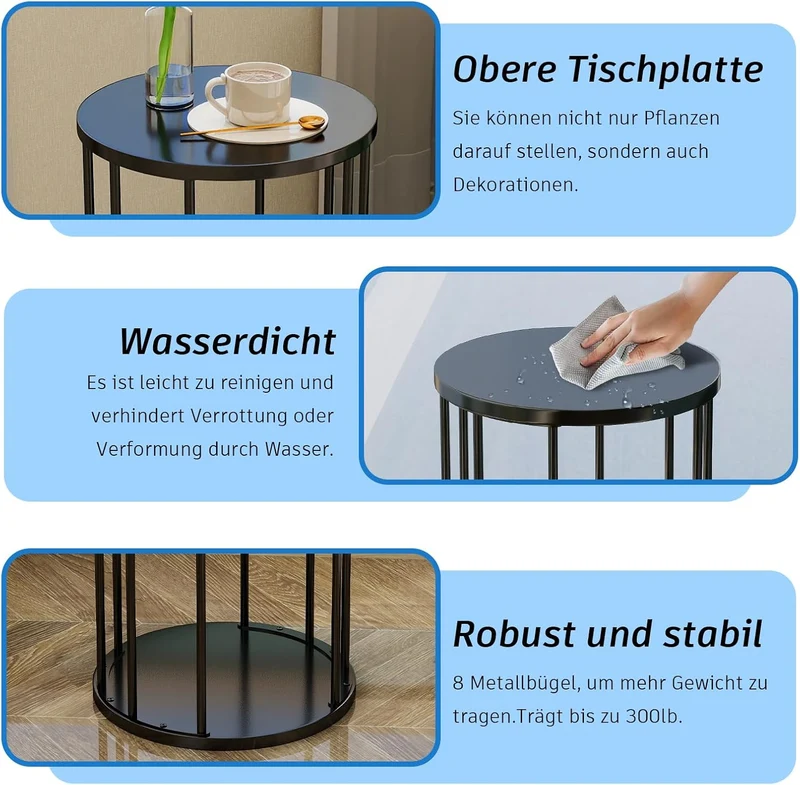 HDANI Rund Pflanzenständer Metall 45cm,Solider und Robuster Blumenständer für Wohnzimmer, Garten,Bal