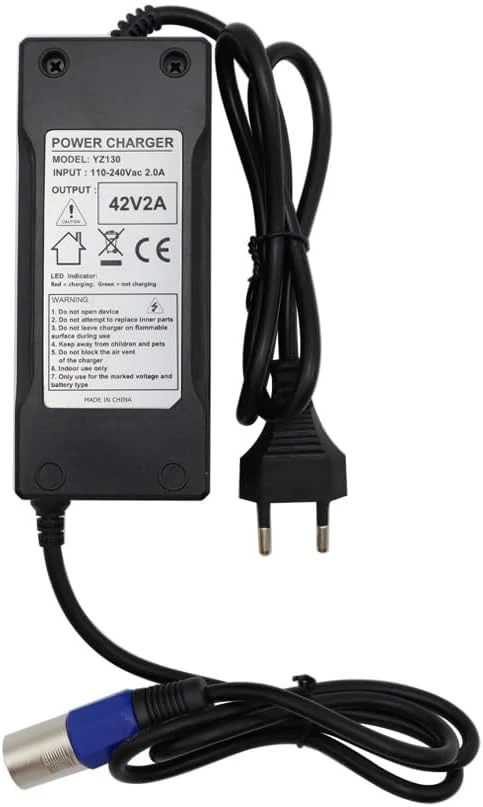 Abakoo Netzteil Ladegerät Ladekabel 42V 2A für 36V Elektro Fahrrad Roller ersetzt HP1202L3 3pin XLR