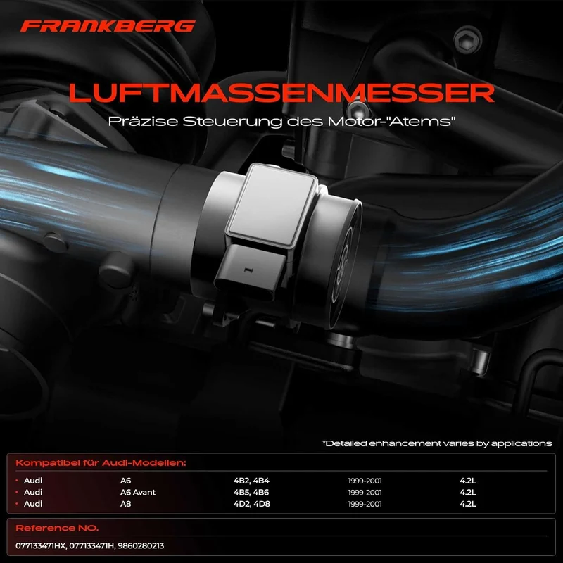 Frankberg 1x Luftmassenmesser Kompatibel mit A6 4B2 C5 A6 Avant 4B5 S6 q-u-a-t-t-r-o 1999-2001 A8 4D