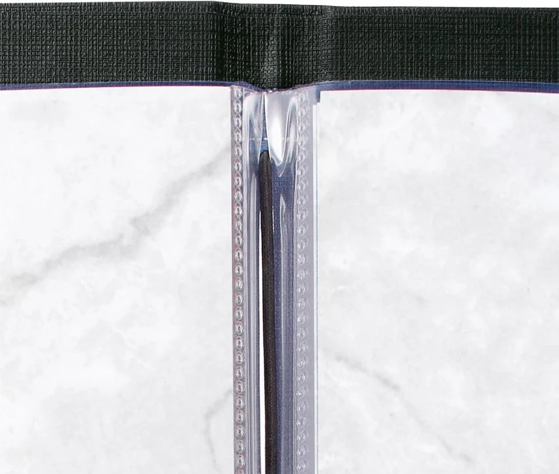 SIGEL SM111/5 Speisekarten-Mappen mit Gummi-Bindung für A4, 5-er Pack, schwarz mit edler Leinenstruk