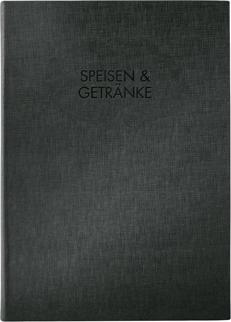 SIGEL SM111/5 Speisekarten-Mappen mit Gummi-Bindung für A4, 5-er Pack, schwarz mit edler Leinenstruk