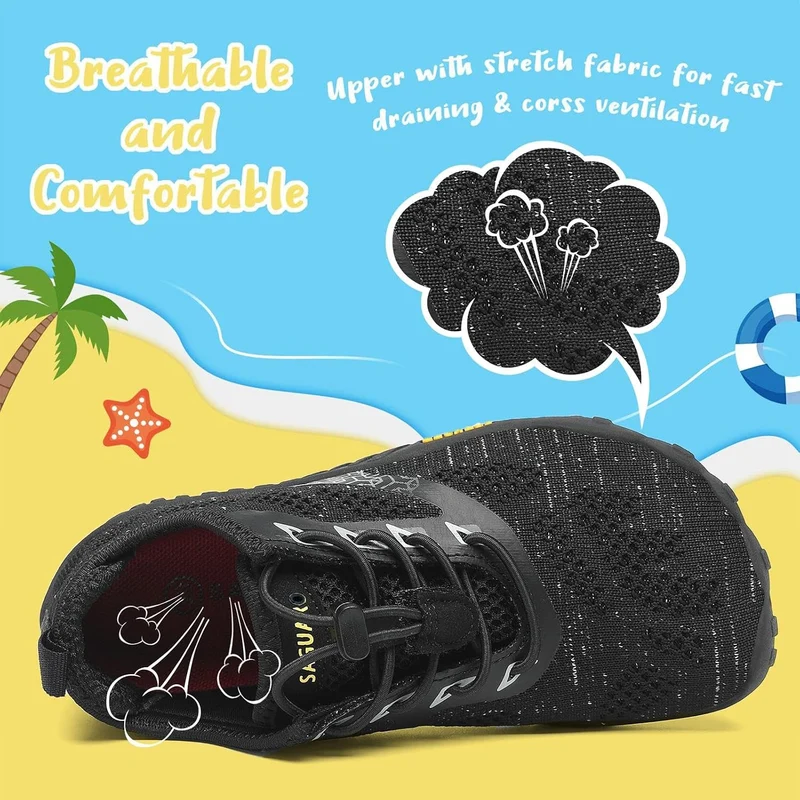 SAGUARO Kinder Barfussschuhe Schnell Trocknend Badeschuhe,24-36 EU 24 EU Schwarz, 24 EU Schwarz
