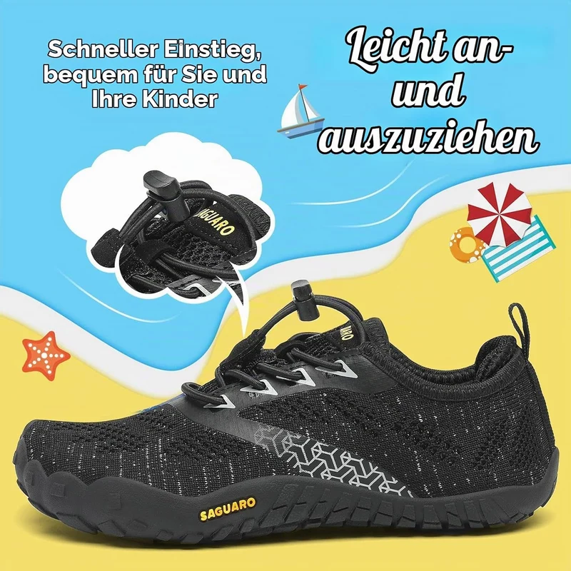 SAGUARO Kinder Barfussschuhe Schnell Trocknend Badeschuhe,24-36 EU 24 EU Schwarz, 24 EU Schwarz
