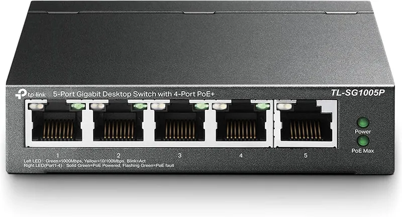 TP-Link EAP225 Outdoor AC1200 Gigabit WLAN Access Point Für Garten mit TL-SG1005P 5-Port Gigabit PoE